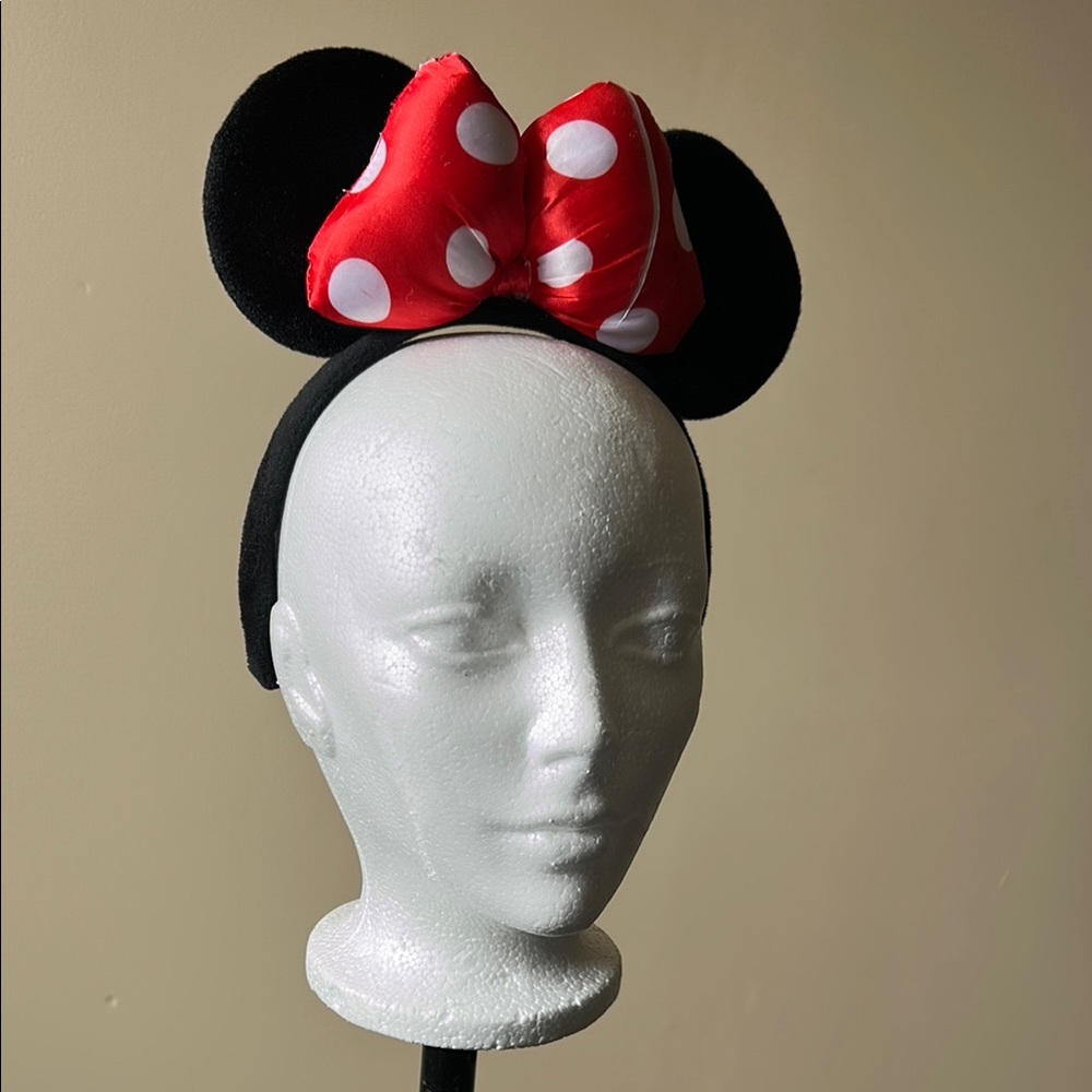 Minnie Mouse Ears Headband with Red Polka Dot Bow